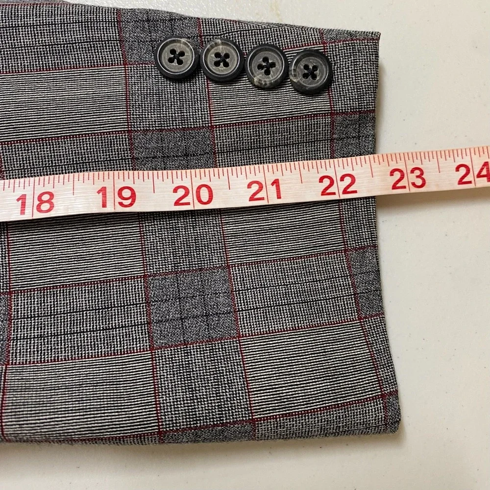 Vtg Bespoke 2 Piece Suit Mens 36R Gray Windowpane Plaid Dandy Heritage Ivy